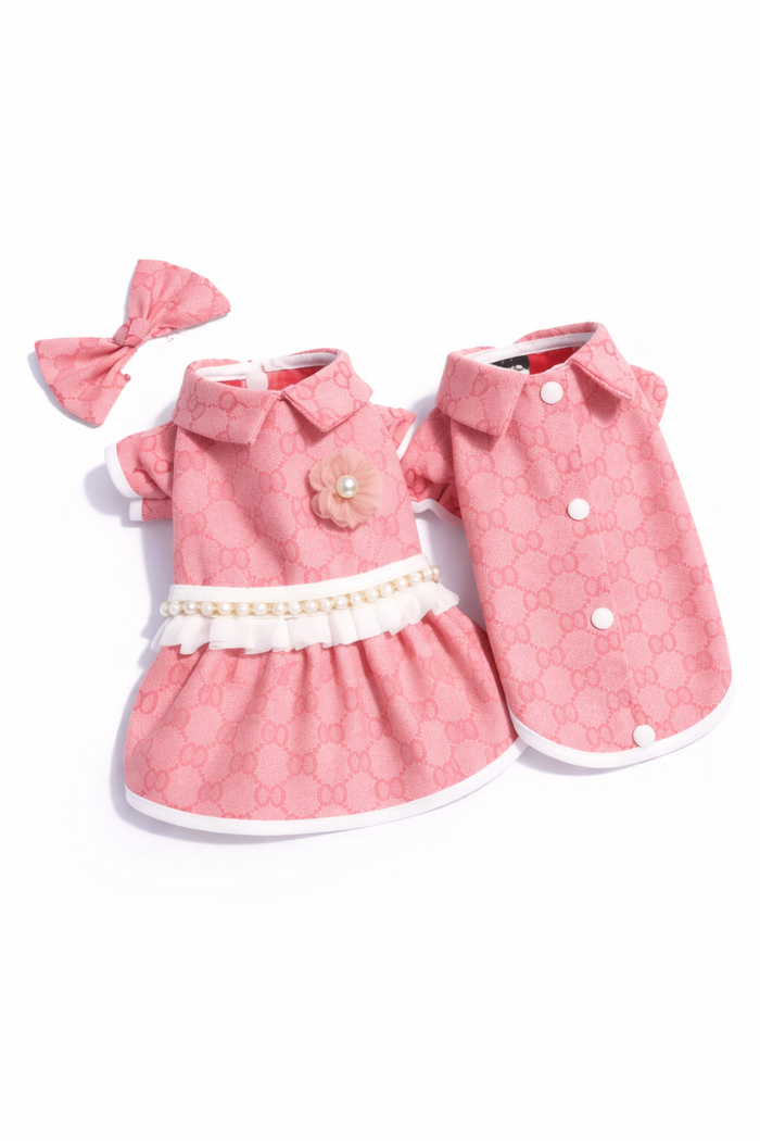 Pink Dress & Bow w/ Matching Shirt