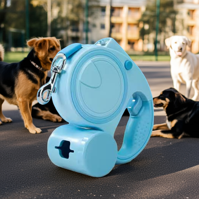 Retractable Leash with Light and Poop Bag Holder