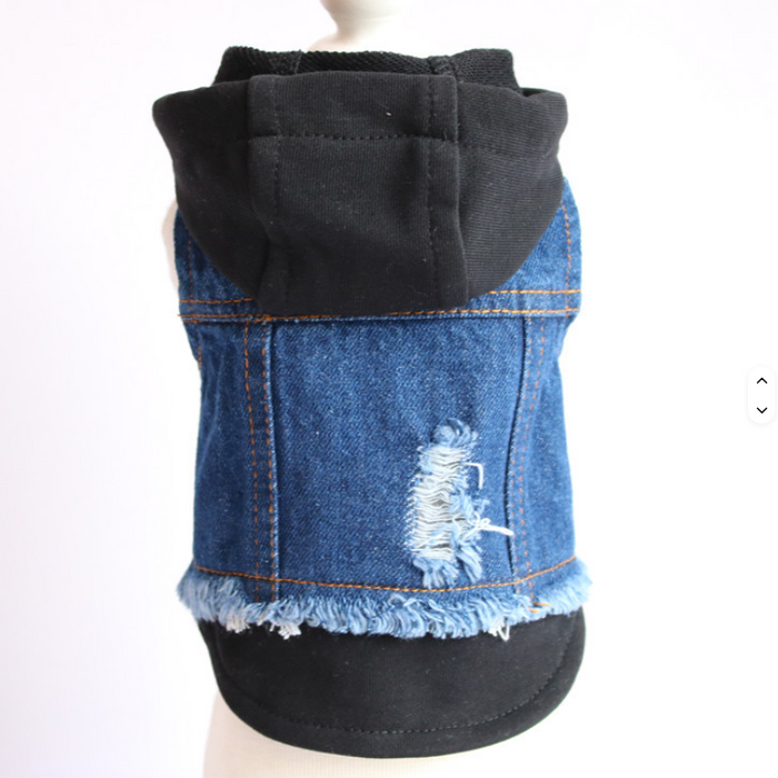 Denim Vest Hoodie for Small Dogs