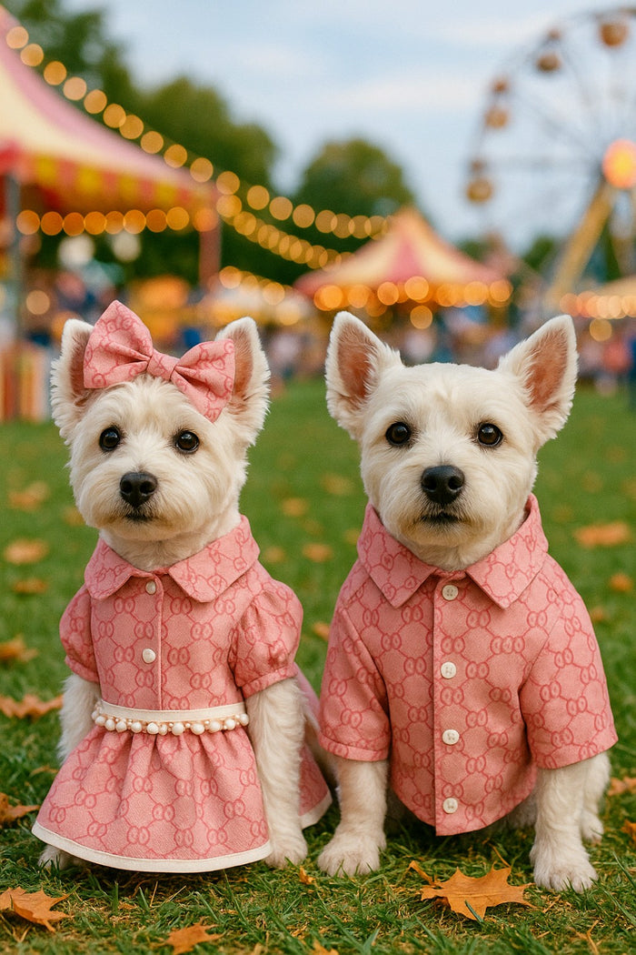 Pink Dress & Bow w/ Matching Shirt