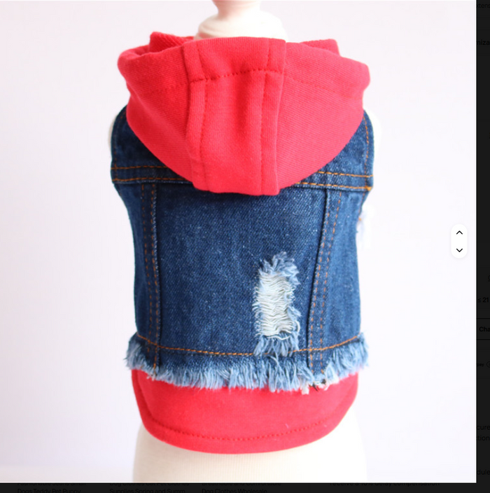 Denim Vest Hoodie for Small Dogs